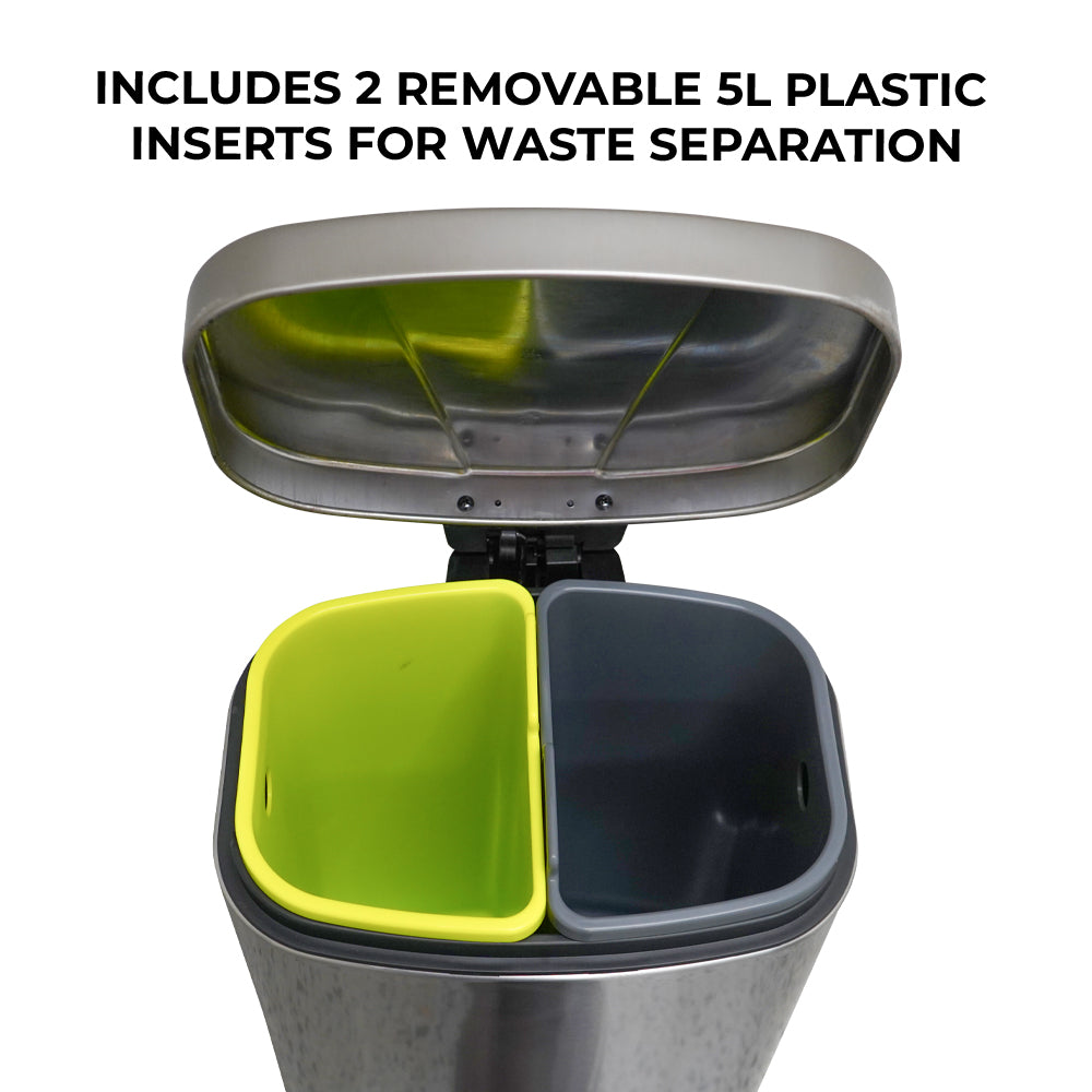 10L Stainless Steel Pedal Bin with Dual Inserts (PBSS10)