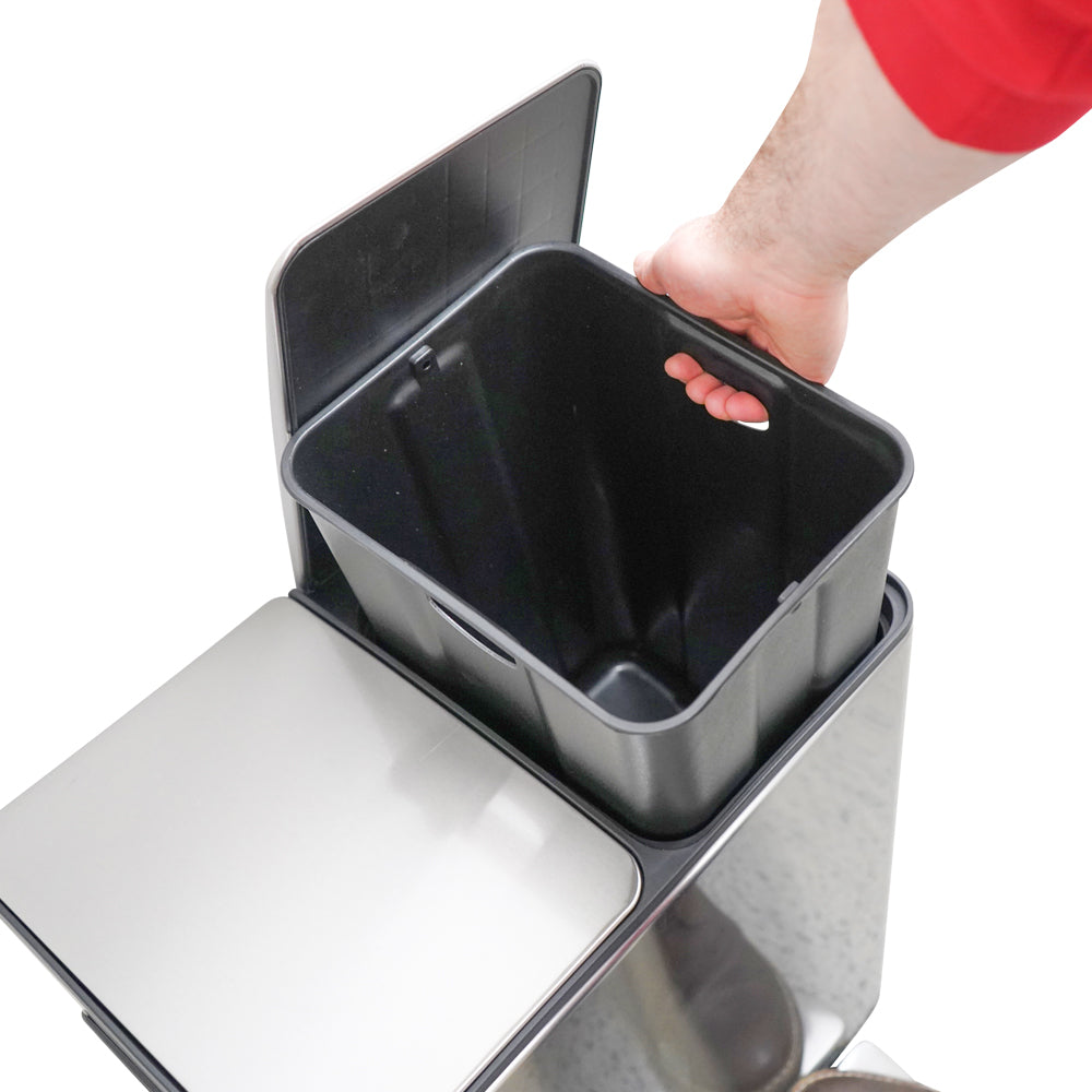 40L Dual Lid Stainless Steel Pedal Bin (PBSS040)