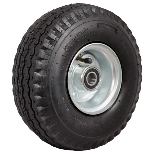 250mm 3 Piece Zinced Metal Centre Pneumatic 410X350X4 BB Richmond Wheel (Highway Tread) | PN1066-M20BB