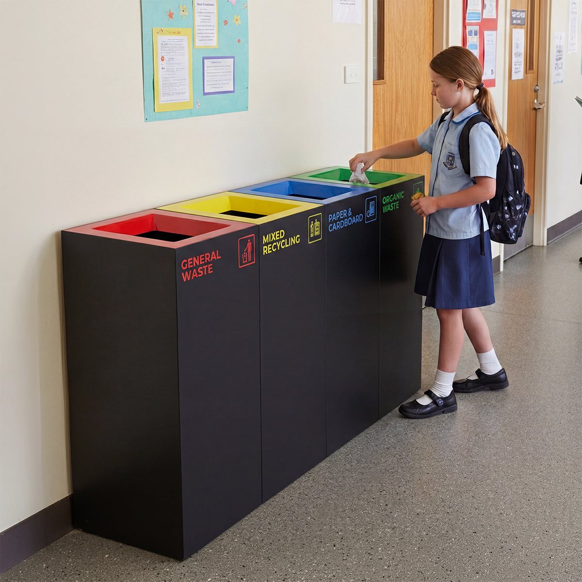 Waste Recycling Station Bin – Green Lid – Organic/Food Waste (WRS003)
