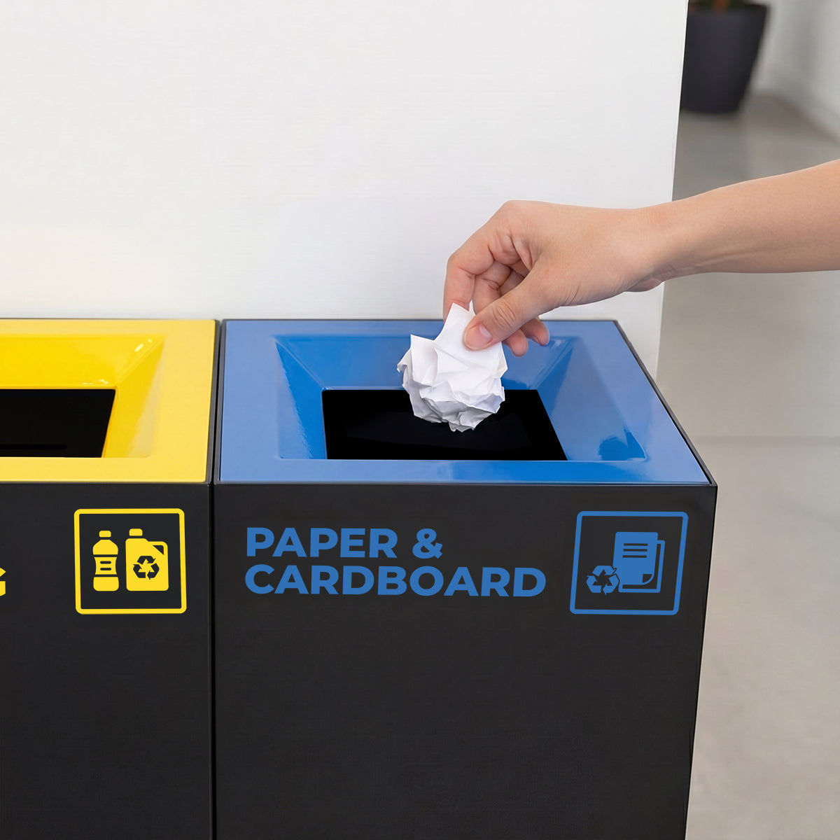Waste Recycling Station Bin – Blue Lid – Paper & Cardboard Recycling (WRS004)