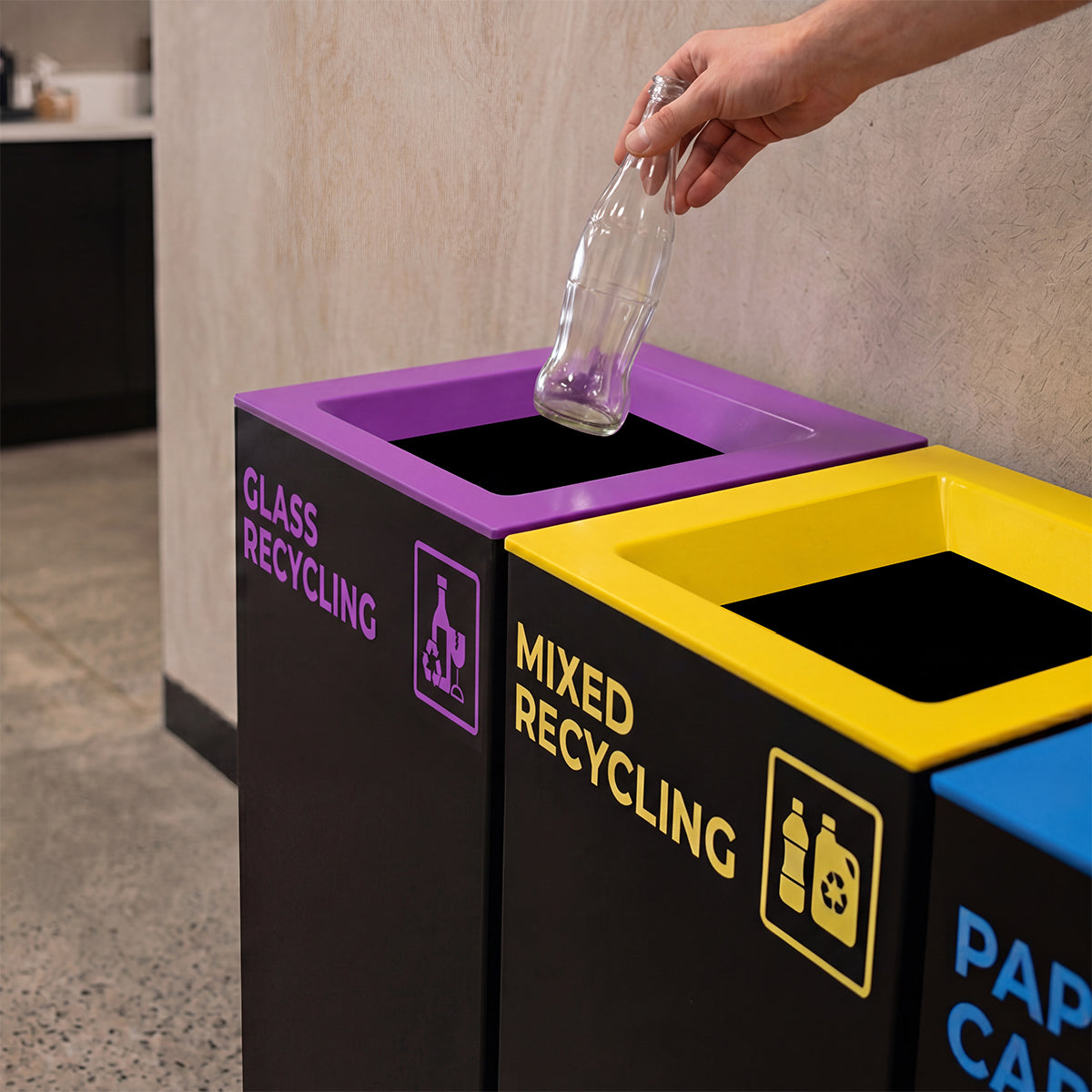 Waste Recycling Station Bin – Purple Lid – Glass Recycling (WRS008)