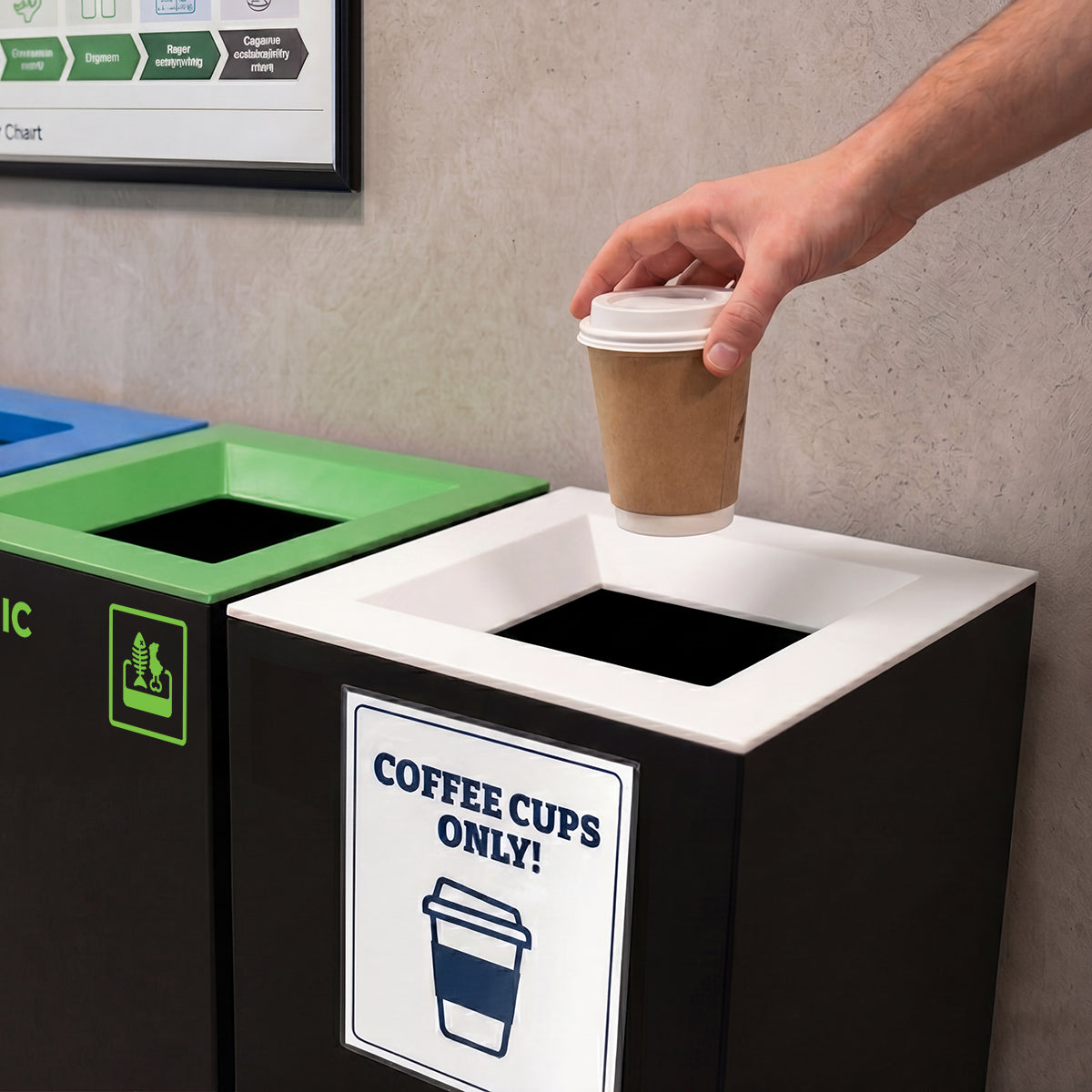Waste Recycling Station Bin – White Lid – General Use (WRS007)