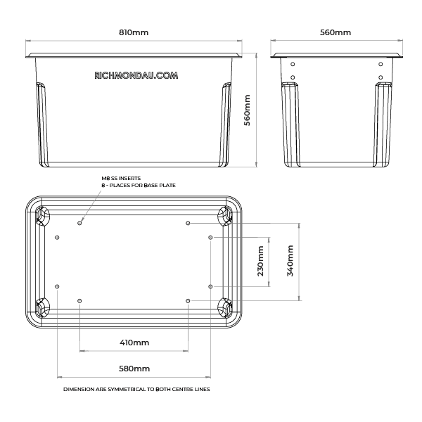 150L Natural Tapered Rotationally Moulded Plastic Tub (RTR150N)