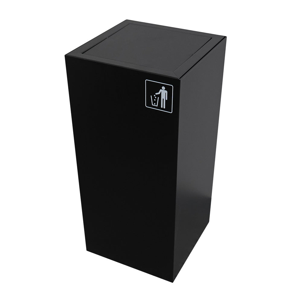 Black Indoor Waste Bin - Swing Top Lid (WRS005)