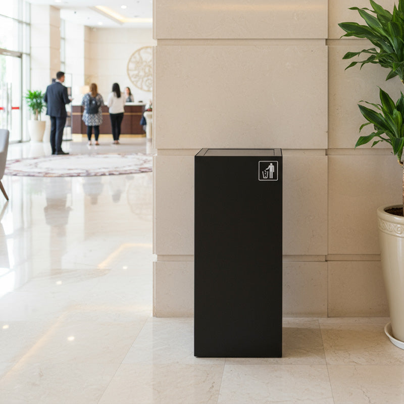 Black Indoor Waste Bin - Swing Top Lid (WRS005)