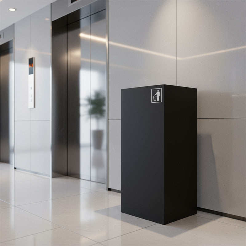 Black Indoor Waste Bin - Swing Top Lid (WRS005)