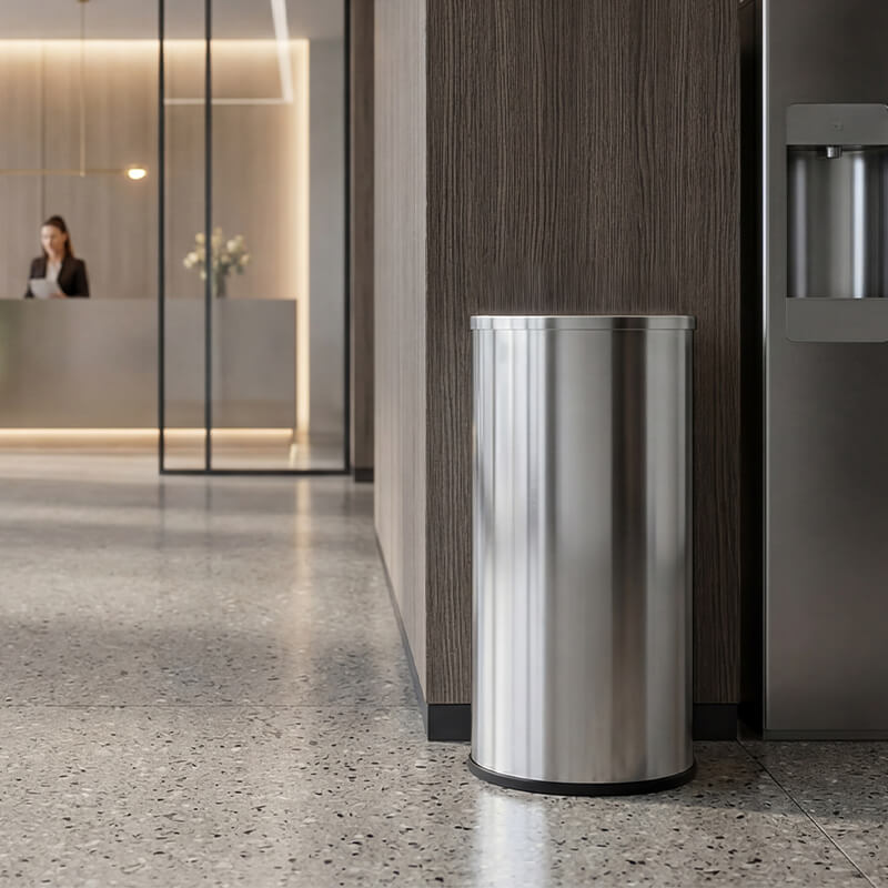 50L Round Polished 304 Stainless Steel Waste Bin (WRS006)