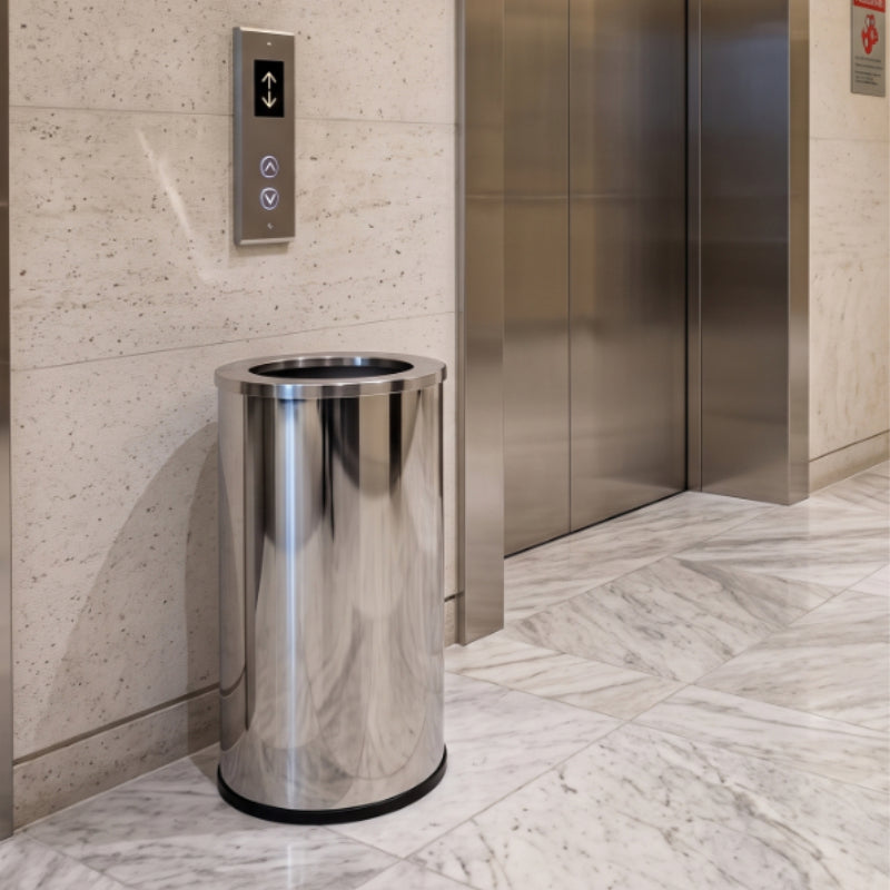 80L Round Polished Stainless Steel Waste Bin (WRS009)