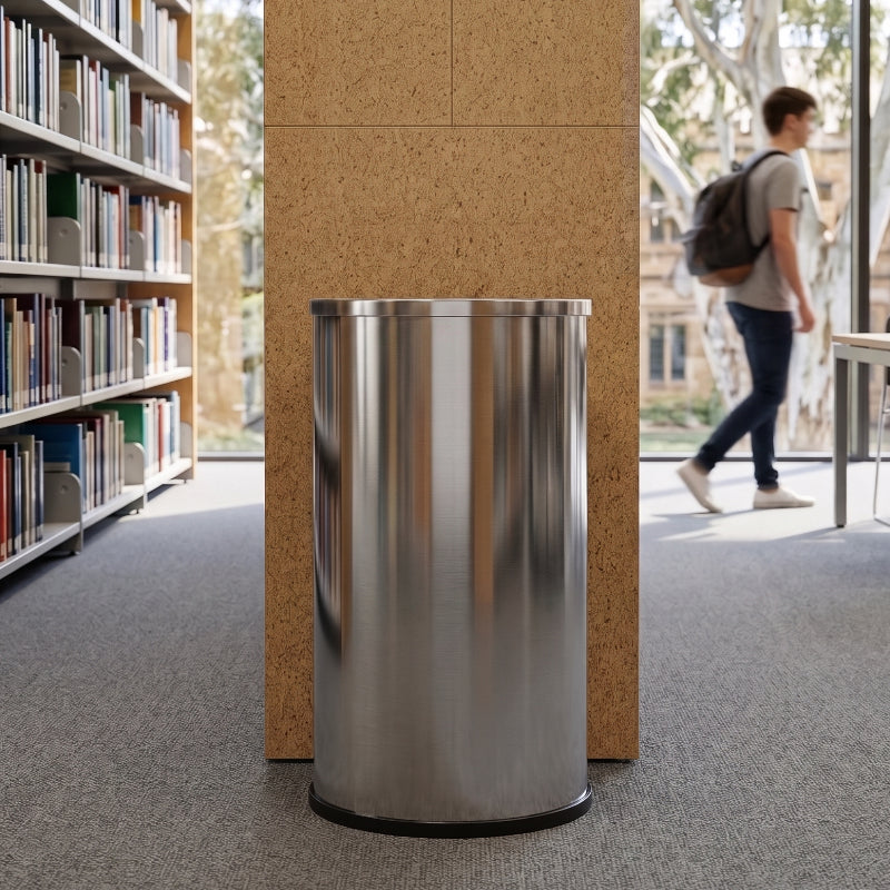 80L Round Polished Stainless Steel Waste Bin (WRS009)