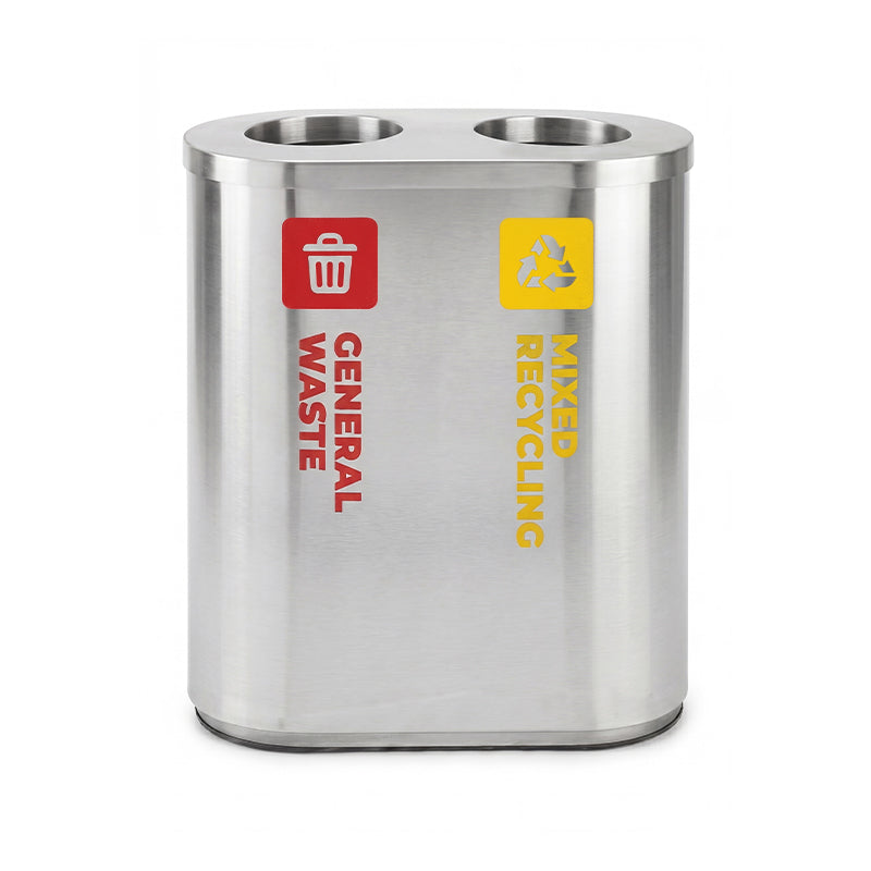 42L Stainless Steel Red & Yellow Dual Recycling Bin (WRS010)
