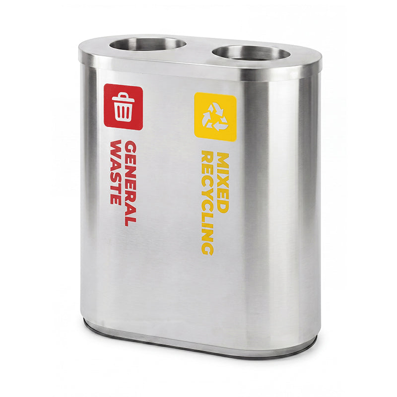 42L Stainless Steel Red & Yellow Dual Recycling Bin (WRS010)