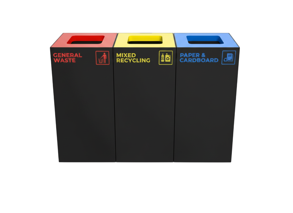 Waste Recycling Station Kit - General Waste, Recycling, Paper & Cardboard Recycling (WRSKT003)