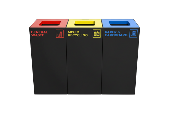 Waste Recycling Station Kit - General Waste, Recycling, Paper & Cardboard Recycling (WRSKT003)