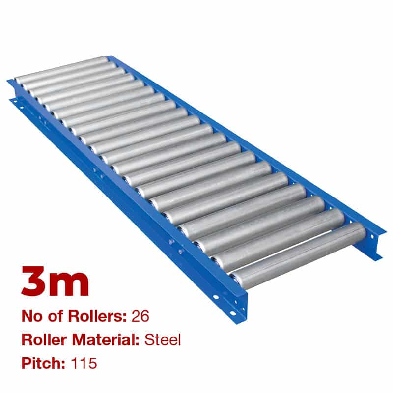450mm Wide Gravity Conveyor with Steel Rollers - 3m Long (CGR089) image 0