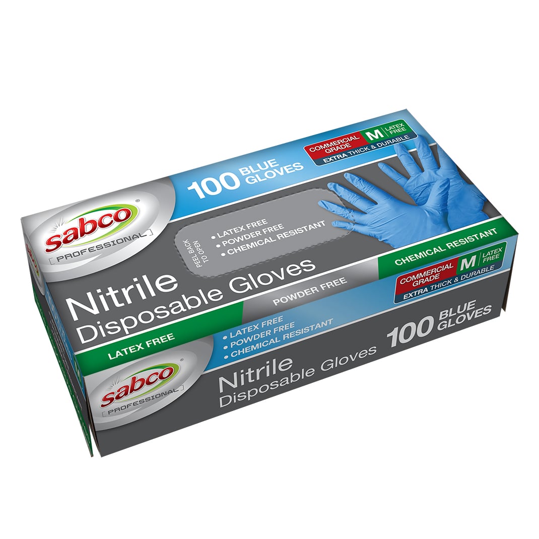 SABCO BLUE NITRILE GLOVES 100PK MED TGA ARTG ID 334715 (SABC-8005) image 1