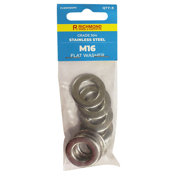 M16 Stainless Steel Flat Washer - 8 Pack (FLWM16SPK8) image 0