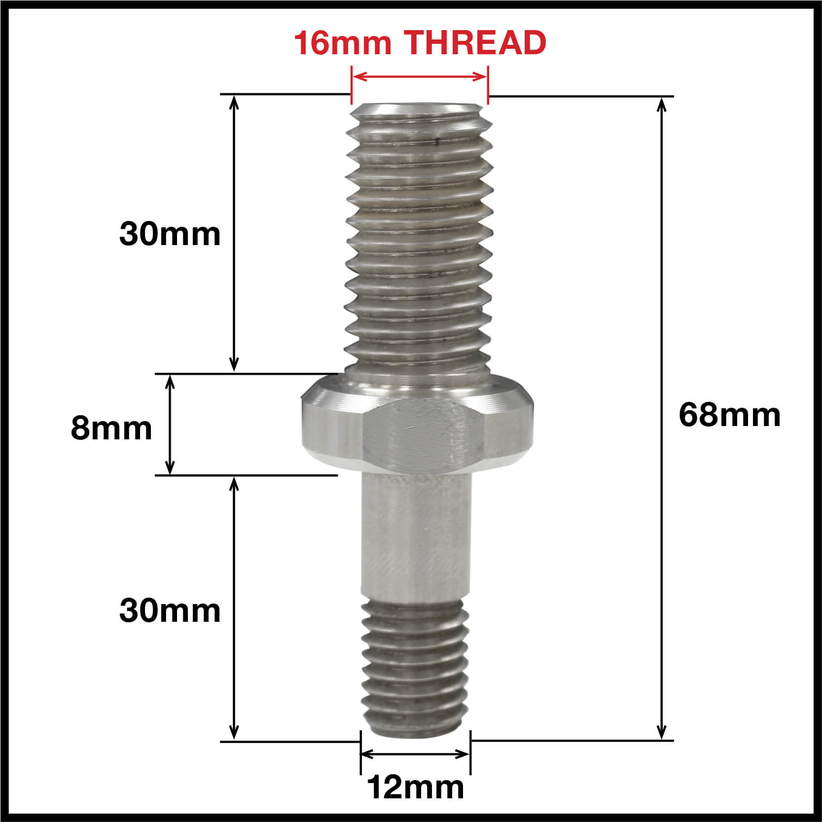 Threaded Metal Pintle Parts For 16mm Thread (063PINTLE-TH2) image 1