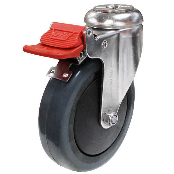 125mm Elastic Rubber Swivel Brake Castor (S5561B) image 0
