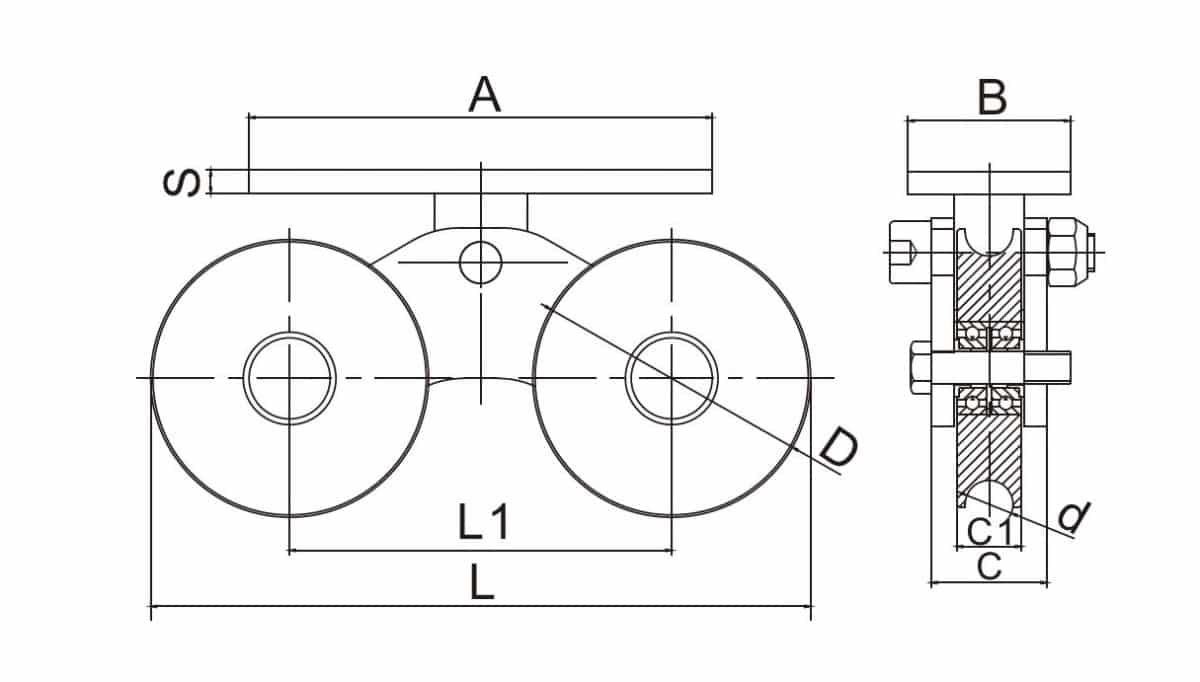 120mm Double Sliding Gate Wheels (GTR250) image 1
