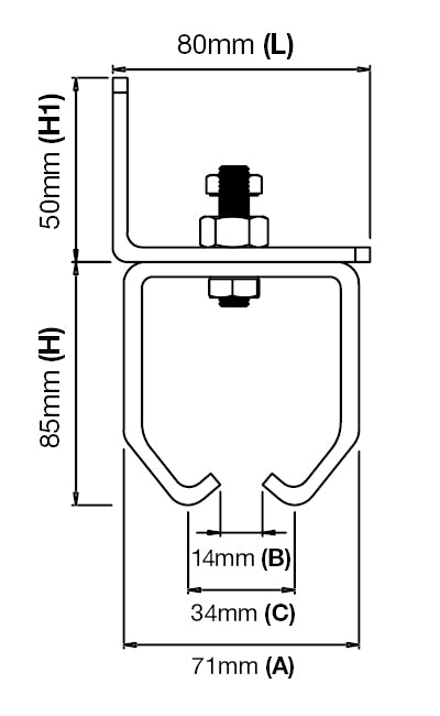 Hanging Gate Roller Channel Bracket to Suit 60mm Channel – Wall Mount (GTR074) image 1
