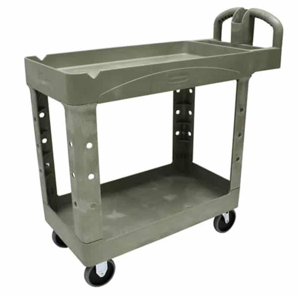 Rubbermaid Heavy Duty Utility Cart Twin Hi Lipped Shelves Beige Color RFG450088 image 0
