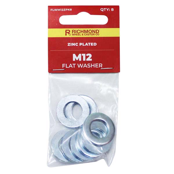 M12 Zinc Plated Flat Washer - 8 Pack (FLWM12ZPK8) image 0
