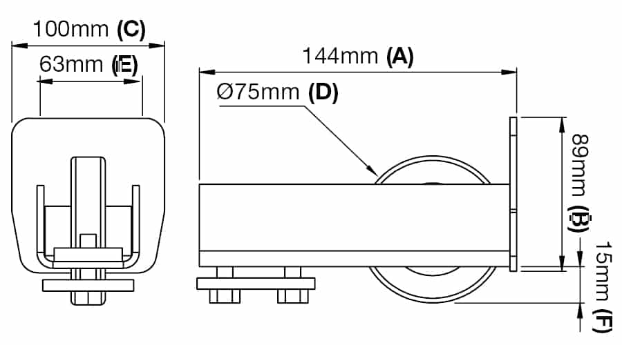 Cantilever Gate Guide Wheel to Suit 100mm Wide Channel (GTR030) image 1