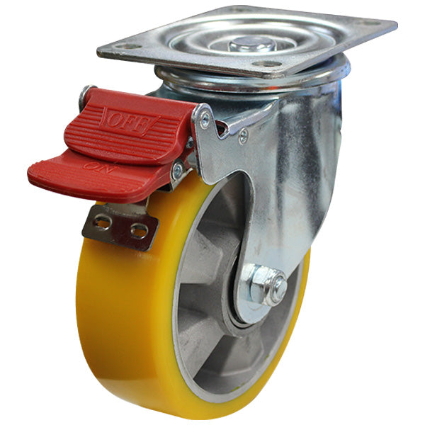 150mm Crowned Polyurethane Wheel 300kg Capacity Castor (S6024B) image 0