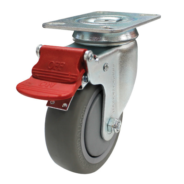 Richmond Castor Swivel with Institutional Rubber 100mm Wheel and Brake (S4104B) image 0