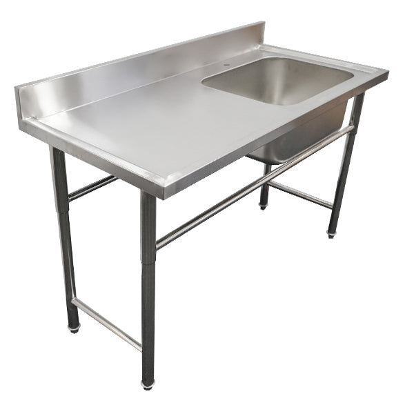 Stainless Steel (304) Bench with Right Sink – 1200L x 610W x 900H image 0