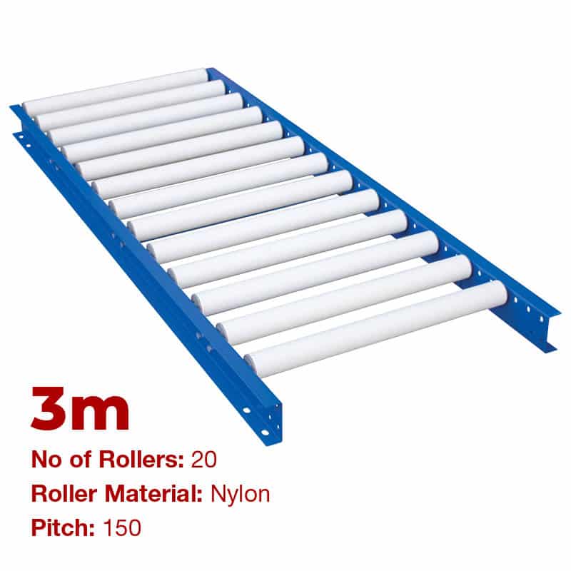 600mm Wide Gravity Conveyor with Nylon Rollers - 3m Long (CGR103) image 0