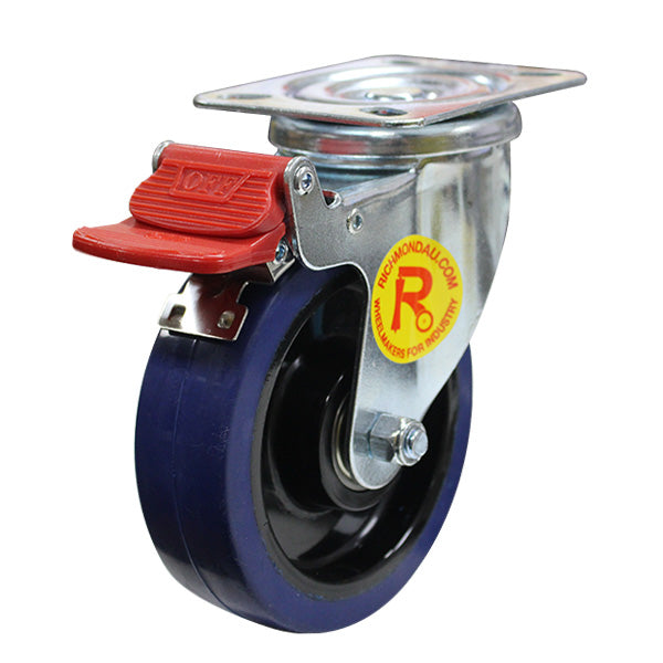 Richmond Castor Swivel with Rebound Rubber 125mm Wheel and Brake (S5042B) image 0