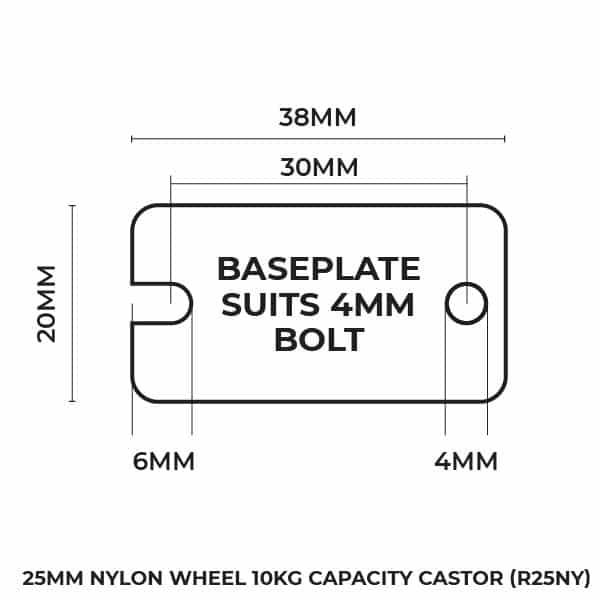 25mm Nylon Wheel 10kg Capacity Castor (R25NY) image 5