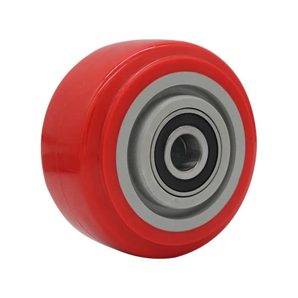 100mm Polyurethane Tyred Nylon Centred Wheel | 20mm Axle Diameter (PU4409-M20) image 0