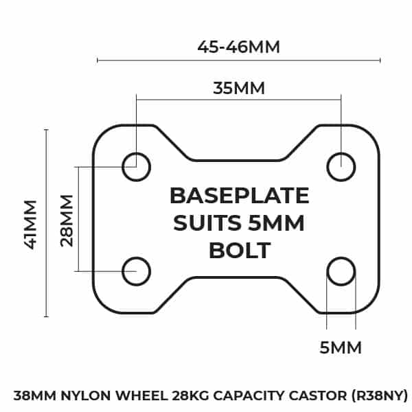 38mm Nylon Wheel 28kg Capacity Castor (R38NY) image 4
