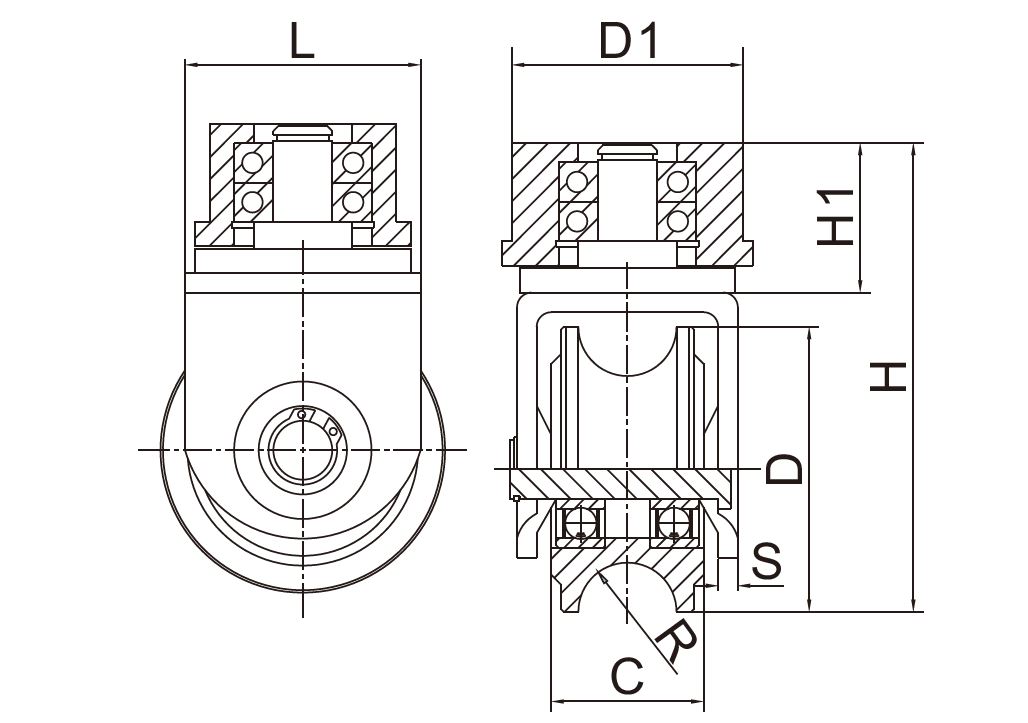 58mm Sliding Gate Track Wheel - Swivel (GTR271) image 1