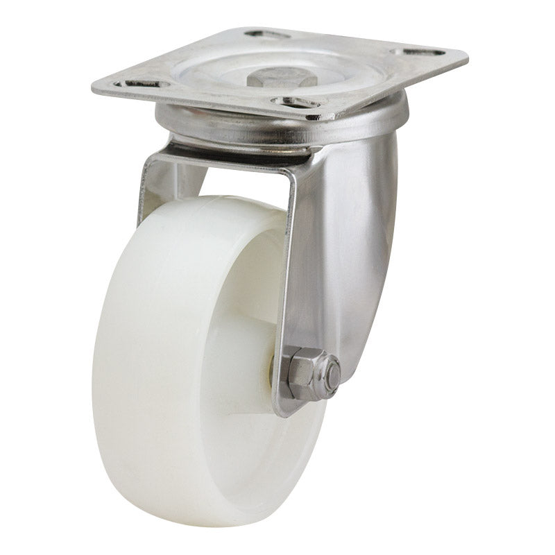 Richmond Swivel 100mm Solid White Nylon Wheel Stainless Steel Excel Castor (S4142) image 0