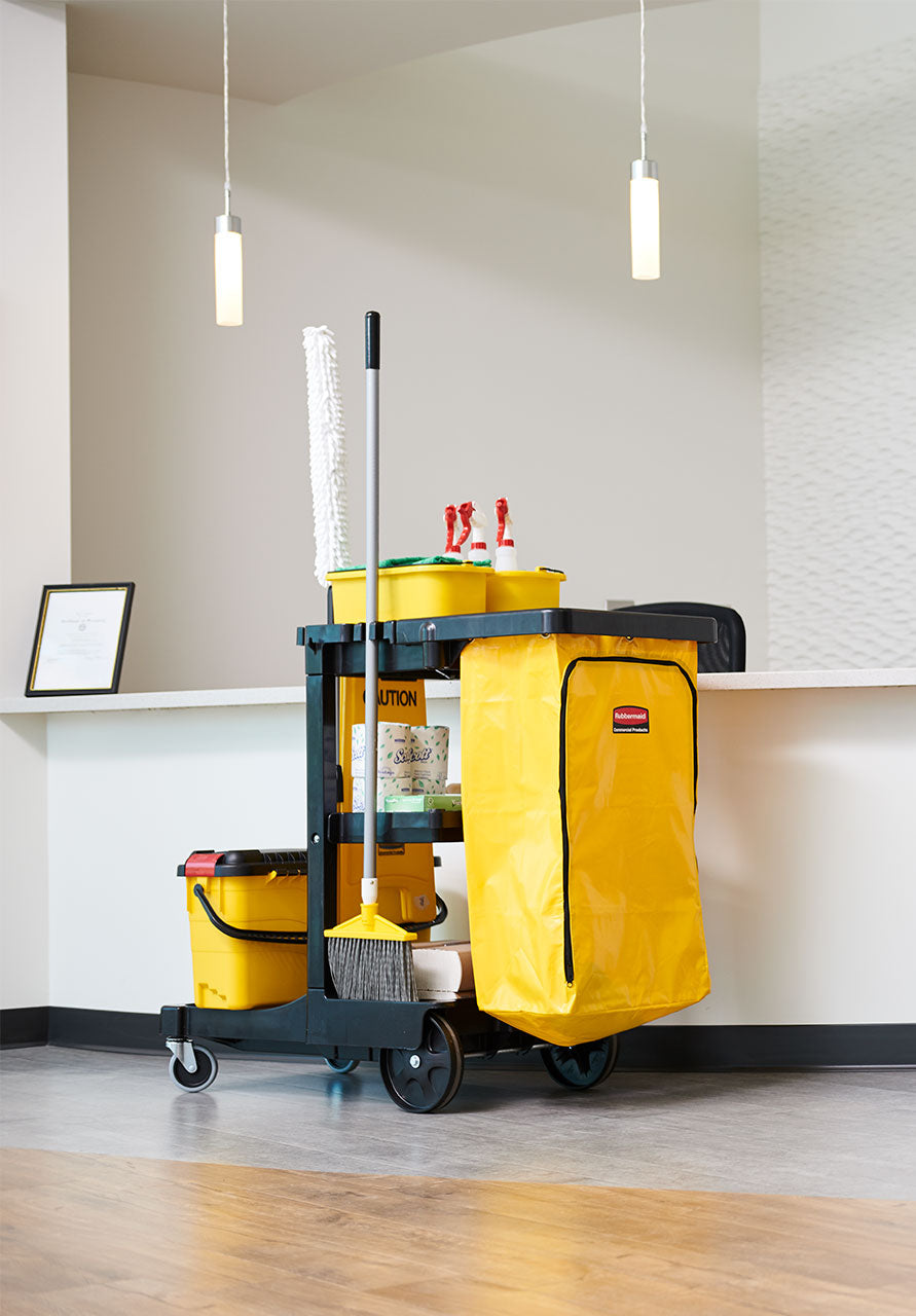 Rubbermaid Traditional Janitorial Cleaning Cart, Black | FG617388BLA