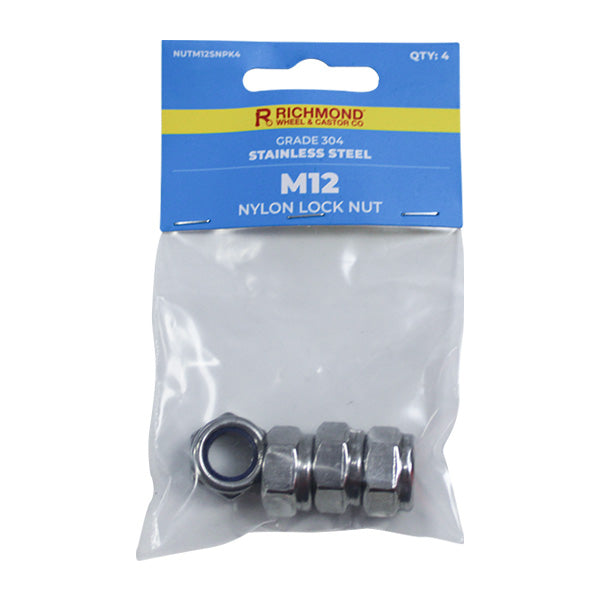 M12 Stainless Steel Nylon Lock Nut - 4 Pack (NUTM12SNPK4) image 0