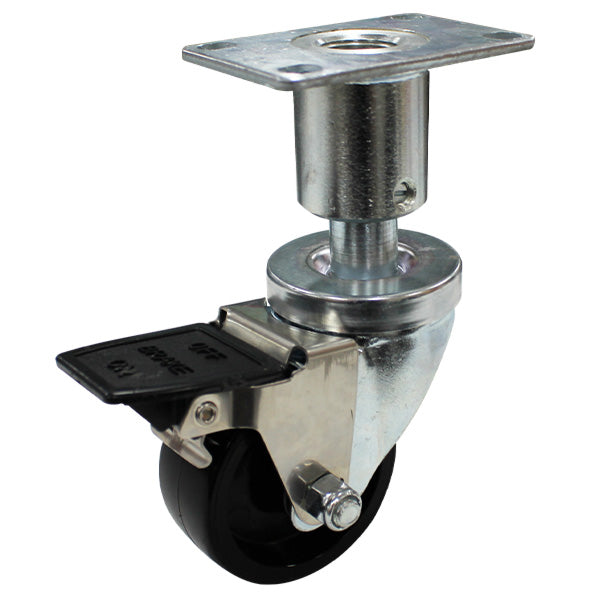 75mm Nylon Wheel Adjustable Height Castor with Brake (S75B) image 1