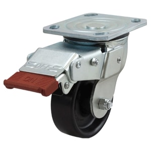 Richmond Swivel 100mm Solid Black Nylon Wheel Heavy Industrial Castor with Swivel Lock and Brake (S4445SLB) image 0