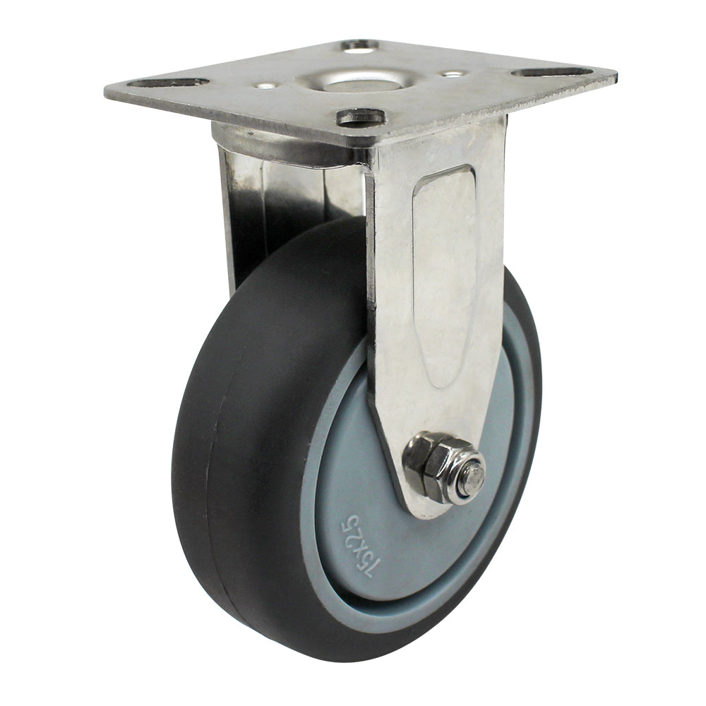 75mm Rubber Wheel 50kg Capacity Stainless Steel Castor (R3725) image 0