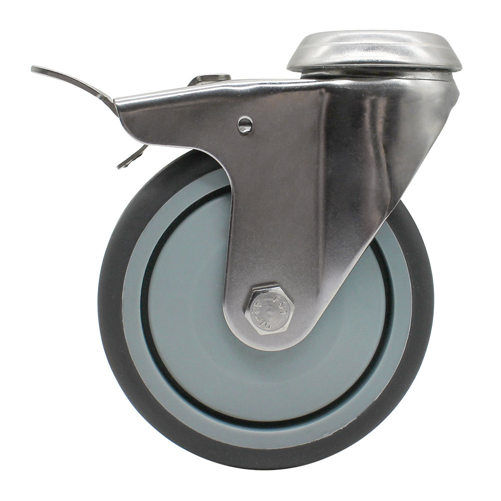 100mm Rubber Wheel 70kg Capacity Stainless Steel Brake Castor (S4728B) image 1