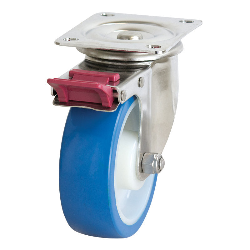 Richmond Swivel 150mm Blue Rebound Poly Tyred Wheel Stainless Steel Excel Castor (S6144B) image 0