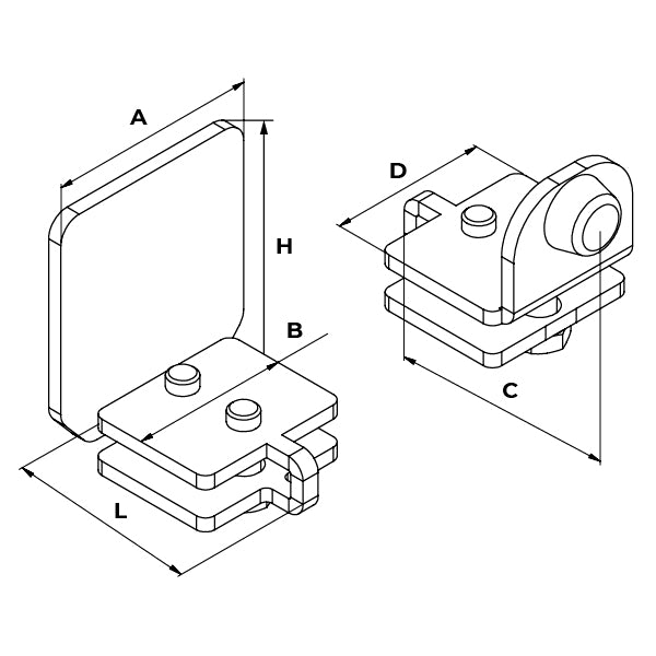 Hanging Gate End Cap & Stop to Suit 50mm Channel (GTR167) image 1
