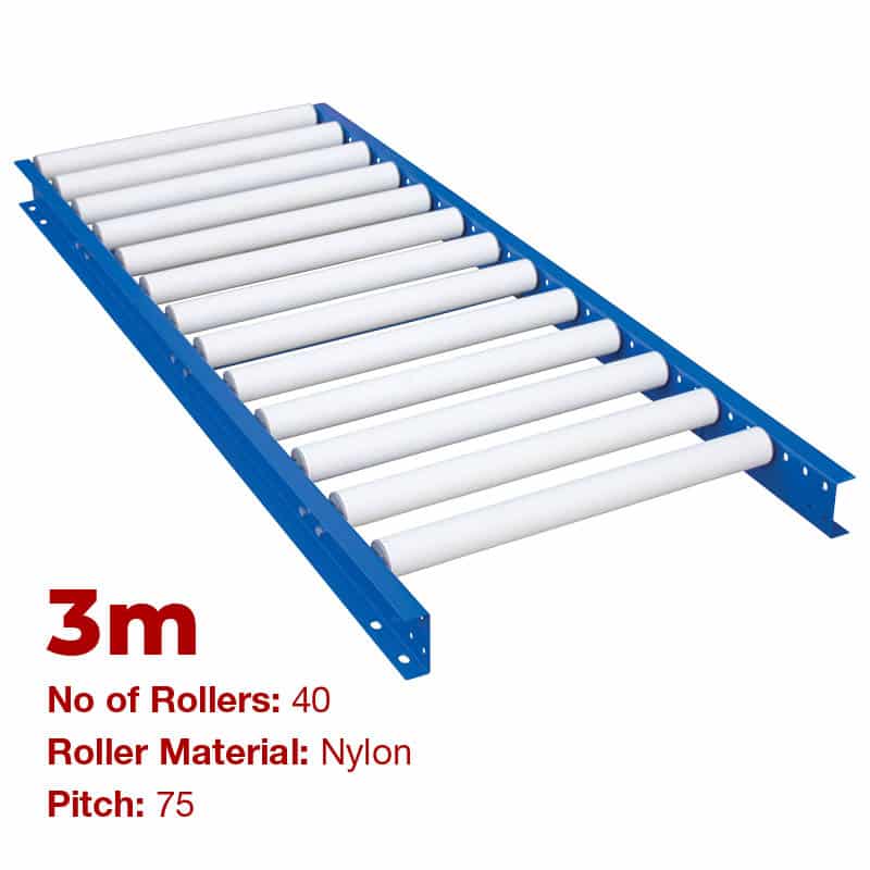 600mm Wide Gravity Conveyor with Nylon Rollers - 3m Long (CGR099) image 0
