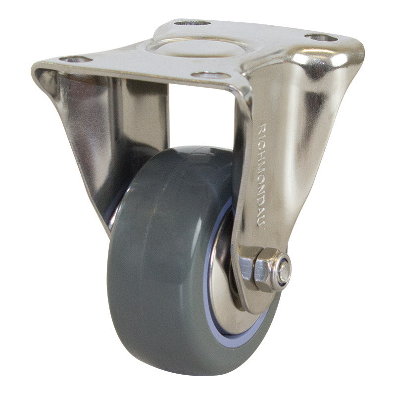 Richmond Rigid 75mm Grey Poly Tyred Wheel Stainless Steel Elite Castor (R3383) image 0