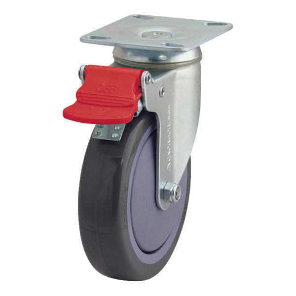 Richmond Castor Swivel with Polyurethane 125mm Wheel and Brake (S5106B) image 0