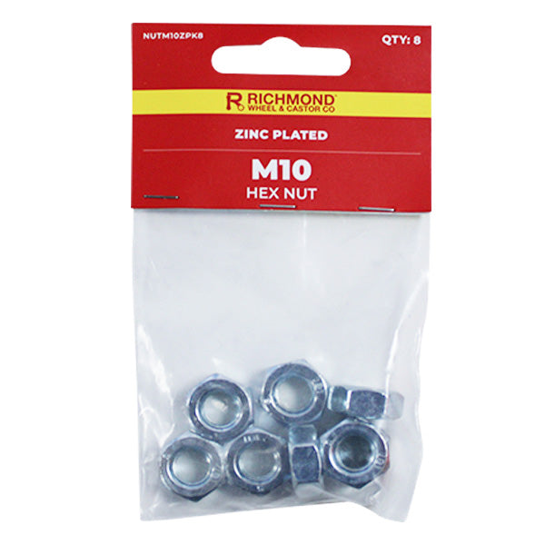 M10 Zinc Plated Hex Nut - 8 Pack (NUTM10ZPK8) image 0